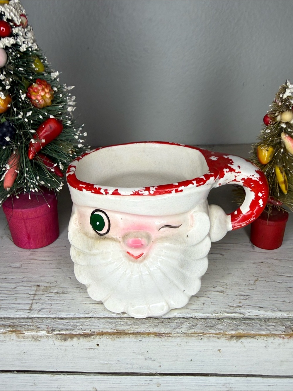 Holt Howard Vintage Christmas Merry Whiskers Larger Mug MCM midcentury right eye